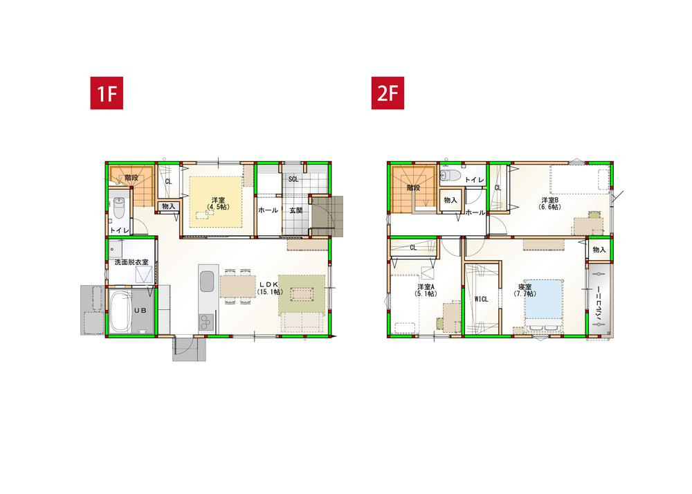 オール電化デザイナーズハウス坂出市白金町建売⑪の間取り|こちらの居間で趣味の時間をお楽しみください