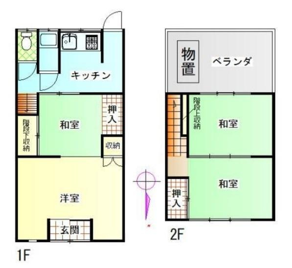 橿原市川西町の中古テラスハウスの間取り