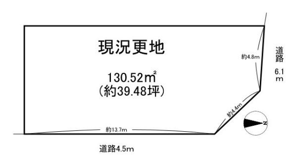 橿原市小綱町の売地の土地図