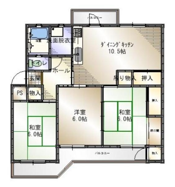 関屋あしびハイツ５号棟の間取り