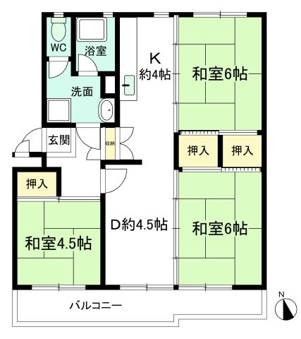 岩成台西第2住宅605号棟の間取り|ＤＫと和室は一帯で使えるので、2ＬＤＫみたいに使えますね！