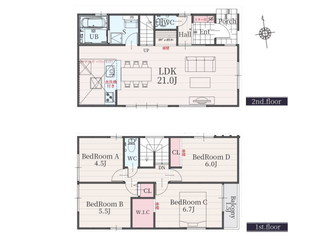 北区西志賀町1期(全2棟)の間取り