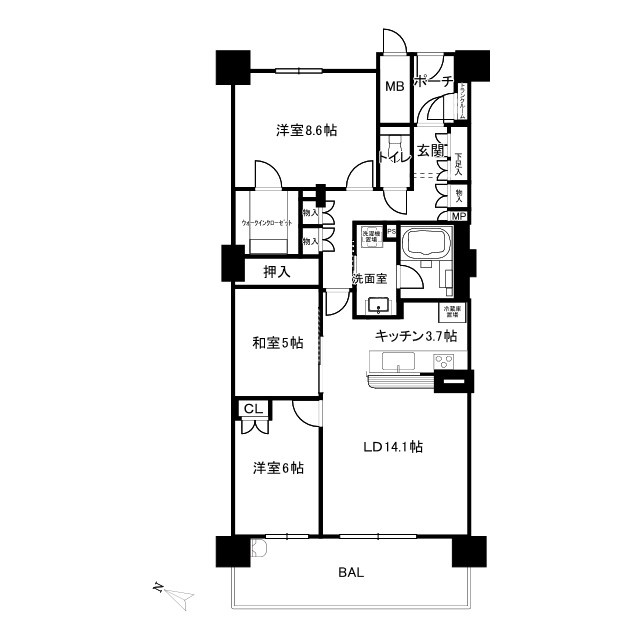 エルグレース彩都箕面D棟の間取り|88㎡超がもたらす圧倒的なゆとり 専有面積88.91㎡（約26.89坪）のゆとりある3LDKプランです 。一般的な3LDKに比べ、各居室や収納に十分な広さを確保しています 。