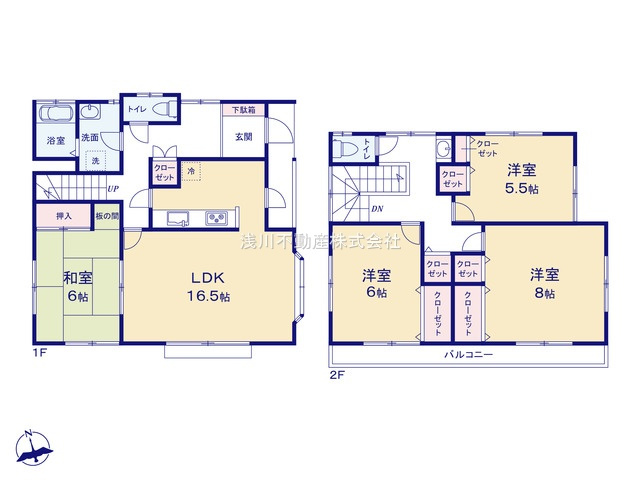 八王子市　丸山町　中古戸建ての間取り|～南向き4LDK　収納豊富、全室2面採光で陽当たりの良い間取りです～