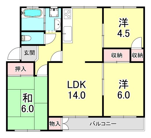 白川台ハイツ７号棟の間取り