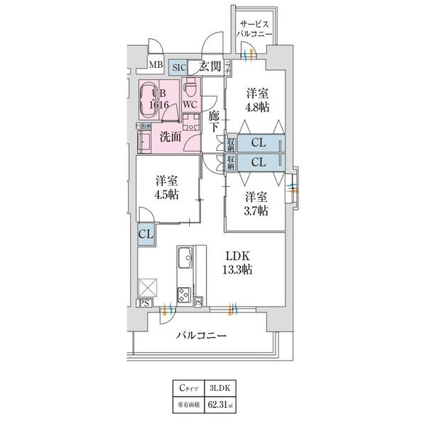 スプランディッド難波Ⅶの間取り