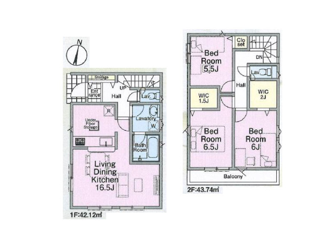 【間取り】 | 練馬区関町北4丁目　新築一戸建住宅　全3棟　(保谷店) | 1号棟/3LDKに2つのWIC付ゆとりの住まい。収納多くお部屋を広くお使いいただけます。※図面を基に作成しています。現況と異なる場合は現況を優先いたします。