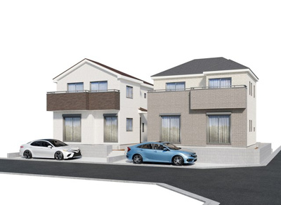 【外観パース】 | 横浜市港南区日限山　新築2棟 | 外観パース
