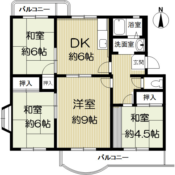 名谷14団地57号棟の間取り|4DK