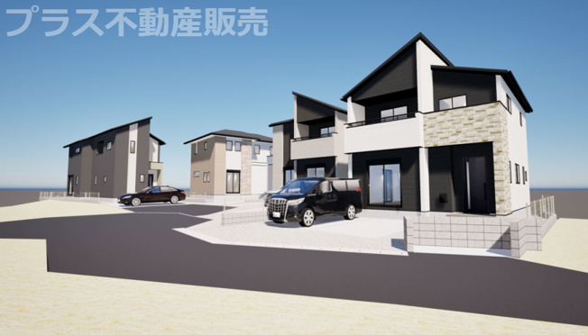 【外観】 | 糟屋郡須恵町旅石24期　4号棟（全4棟）【仲介手数料無料・0円】 | 完成イメージの外観パースです。