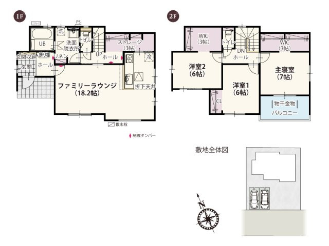 【間取り】 | キッチン横には食糧のストックができるウォークスルーのストレージを設置！2階には3帖のウォークインクローゼットを2ヶ所設け、整理整頓がしやすい収納ラクラクプラン♪