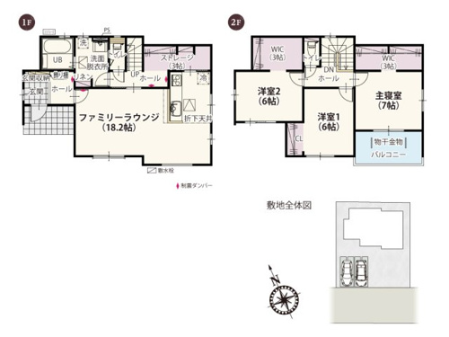 【間取り】 | キッチン横には食糧のストックができるウォークスルーのストレージを設置！2階には3帖のウォークインクローゼットを2ヶ所設け、整理整頓がしやすい収納ラクラクプラン♪