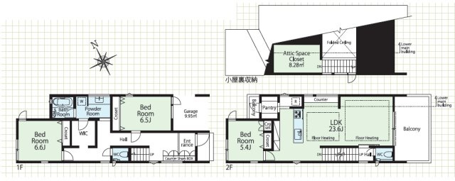 【間取り】 | 練馬区桜台２丁目　新築戸建て | 季節物や大型荷物もすっきり収納できる小屋裏収納付きです。