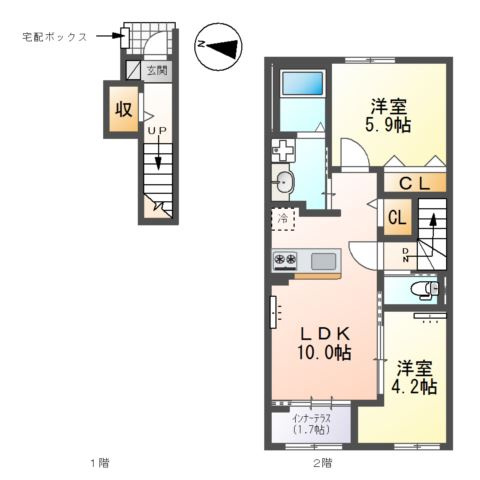 西宮市山口町　アパート新築工事の間取り