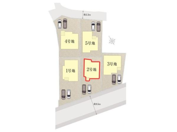 タマタウン鶴崎駅北　2号地の区画図|※図面と現況が異なる場合は現況を優先させていただきます。