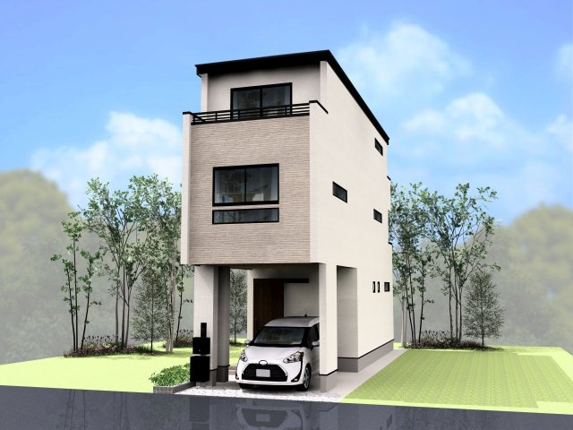 板橋区新河岸1丁目 限定1棟の外観パース|イラストは図面を基に起こしたもので実際のものとは多少異なる場合がございます