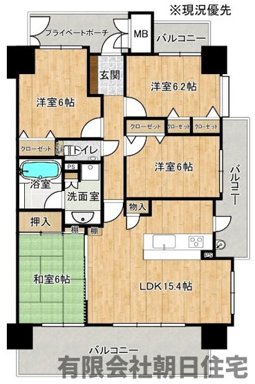 【間取り】 | エスポラージュ西津田 4LDK 東南角地・ペット飼育可!! | お部屋の間取りです