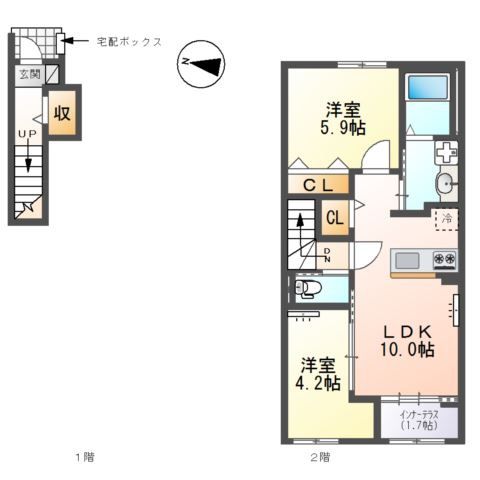 西宮市山口町　アパート新築工事の間取り