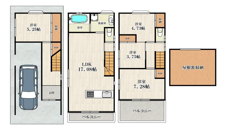藤田町５丁目　中古一戸建ての間取り|間取り図はいかがですか？ご希望を叶える間取りですか？リビングの広さは？水回りの位置は？カウンターキッチン？など色々な情報が集約されています。弊社ではリフォームなどのご相談も承っております。