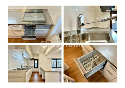 【キッチン】 | ネオコーポ木場 | 【システムキッチン】ワイドで収納豊富な使い勝手の良いシステムキッチンには、食洗器や伸縮タイプのキッチン水栓、IHクッキングヒーターなどの便利な設備が標準完備されています。