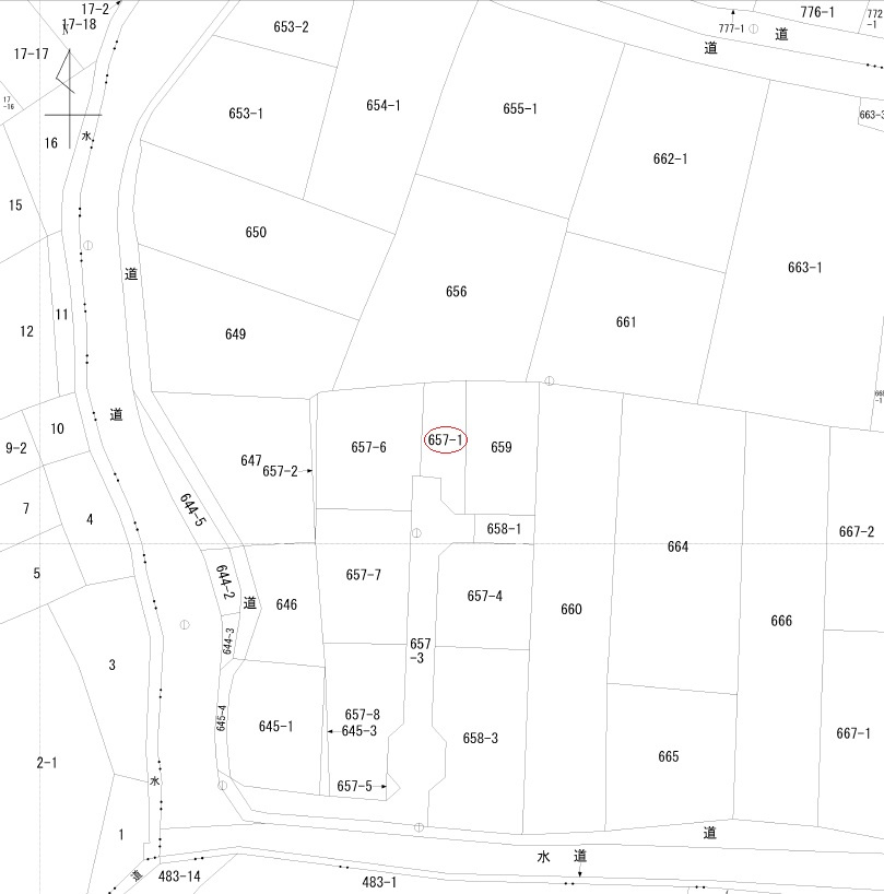 宇土市境目町の売地の土地図