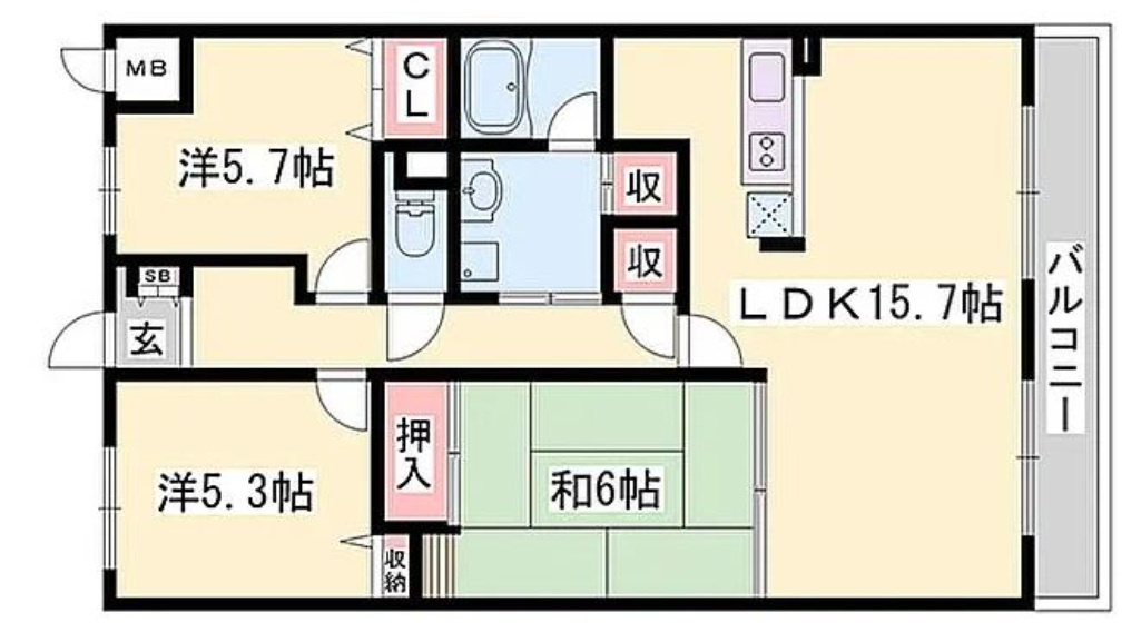 サクラメント東加古川　　山陽電鉄「別府駅」徒歩9分の間取り