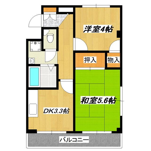 コーワエメラルドマンションの間取り|振分タイプで使いやすい！