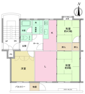 【間取り】 | 上中里団地6号棟 | 南向き・日当たり・通風良好
