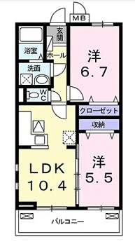広島市安佐北区深川１丁目の賃貸マンションの間取り