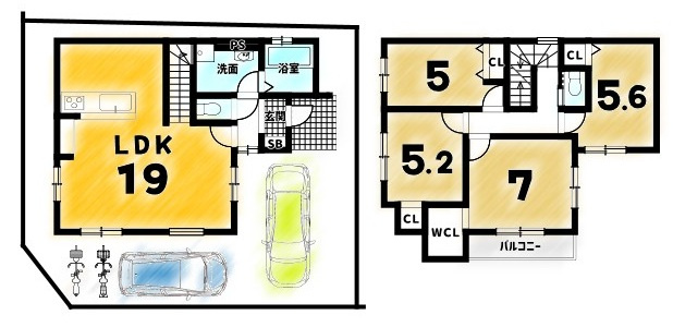 羽束師古川町1号棟の間取り