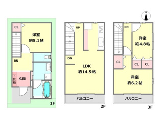【参考ＰＬＡＮ  03】
こちらのプランは車庫無しにして、建物を広くした設計です。
駅近の立地につき車庫が不要の方にお勧めです。