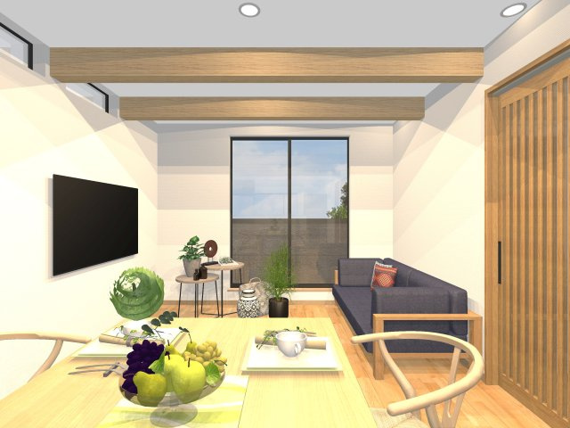 高知市薊野北町　新築一戸建ての完成予想図|料理時間も家族の様子が伺える対面キッチン♪