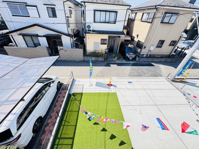 松戸市常盤平双葉町新築戸建【常盤平第三小学校：9分】の展望|バルコニーより道路側眺望・南道路で日当たり良好♪