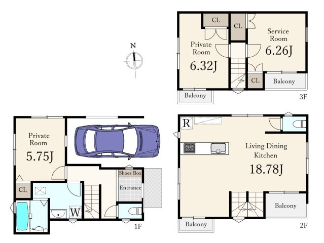 北区堀船3丁目 全2棟 1号棟の区画図|東側約4.0ｍ道路に面する全2棟