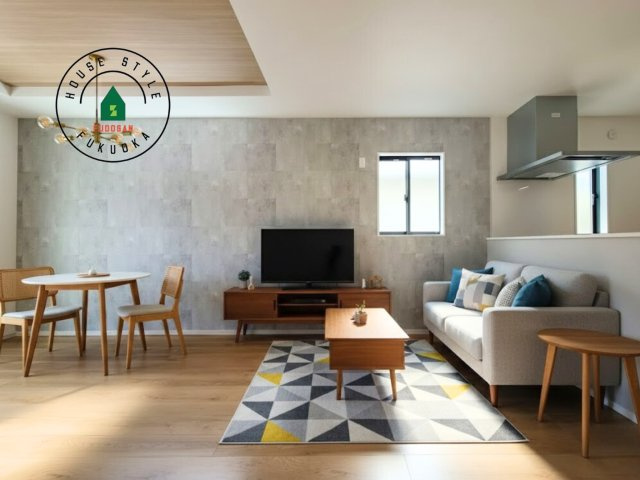 那珂川市今光５丁目第1-4棟（3号棟）　の内観：施工例|明るく開放的なリビングダイニングは豊かな陽光が注ぎ込み、やすらぎの空間を演出してくれます。ご家族で楽しいひとときをお過ごし下さい。※家具はCGを合成したものです。