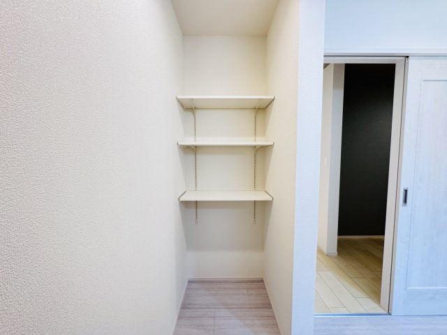 松戸市三矢小台３丁目新築戸建【矢切小学校：7分】の脱衣所|脱衣所収納スペース・可動棚