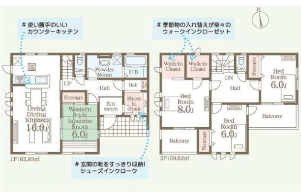 リーブルガーデンＳ第６前橋鼻毛石　１号棟の間取り|南向きの4LDKで陽当たり良好な間取りです！
土地面積411.64㎡、建物面積122.55㎡で十分な広さです！
