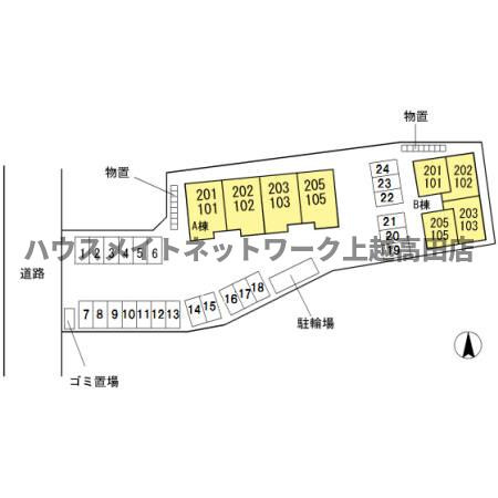 プラムコート木田 Ａの区画図|配置図