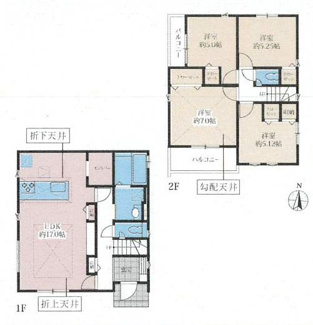 【間取り】 | 中央区淵野辺本町1丁目  2号棟 11期 | 都市ガス　二面バルコニー（南・西）　Ｗロックカードキー　食洗器・浄水器　浴室乾燥機+窓　リビング折上天井　メイン洋室勾配天井　全居室収納　パントリー　LDK17帖