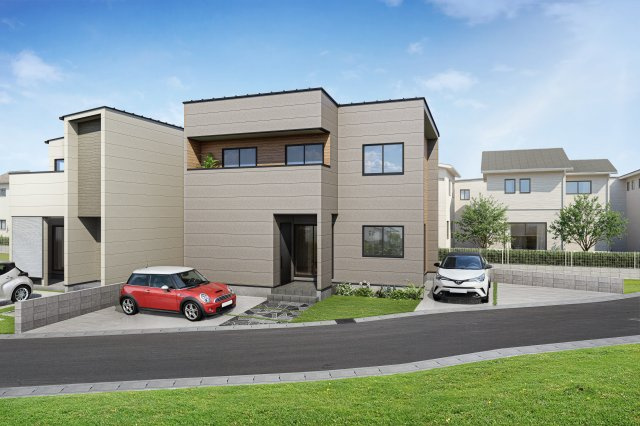 静岡市葵区新伝馬２丁目１期の外観パース|完成予想図。６月完成予定。