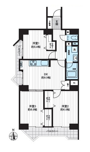 若葉台第一住宅　29号棟の間取り