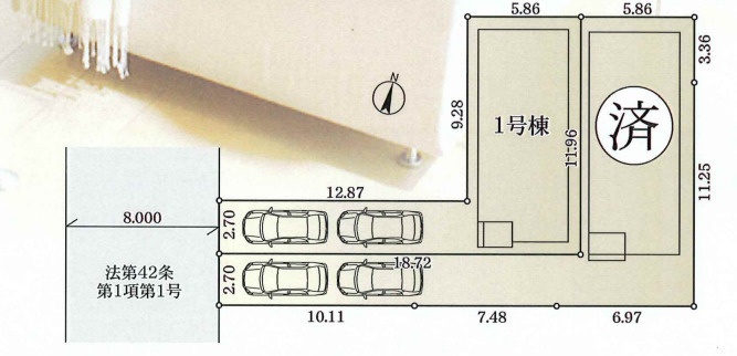 茅ヶ崎市緑が浜　新築戸建　全2棟1号棟の区画図