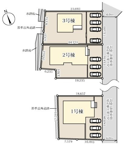 【区画図】 | Livele Garden.S　加須市日出安　新築戸建　全3棟　1号棟