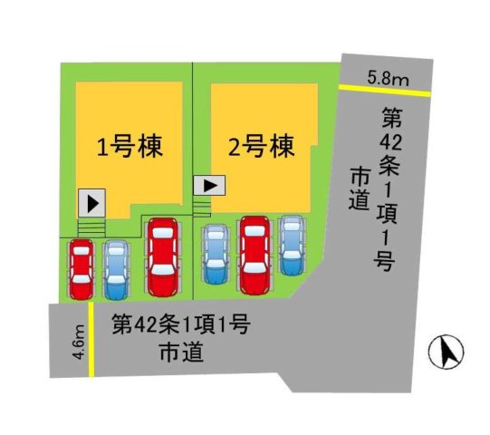 福岡市南区屋形原1丁目第2-2棟(2号棟)の区画図|配置図（2号棟）
