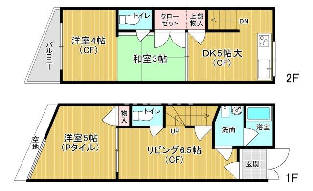 浮田2貸家の間取り