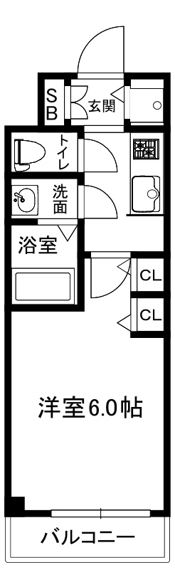 大阪市中央区瓦屋町１丁目の賃貸マンションの間取り