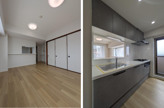 【内装】 | 窓が多く、採光・通風に優れた角部屋ならではの開放感が魅力◎
隣接住戸が少ない角部屋は生活音の影響を受けにくく、落ち着いた住空間が叶います！