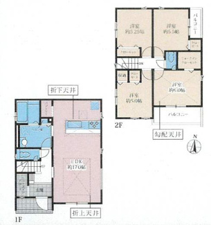 【間取り】 | 中央区淵野辺本町1丁目  5号棟 11期 | 都市ガス　二面バルコニー（南・東）　Ｗロックカードキー　食洗器・浄水器　浴室乾燥機+窓　リビング折上天井　メイン洋室勾配天井　全居室収納　パントリー　リネン庫　SIC　LDK17帖