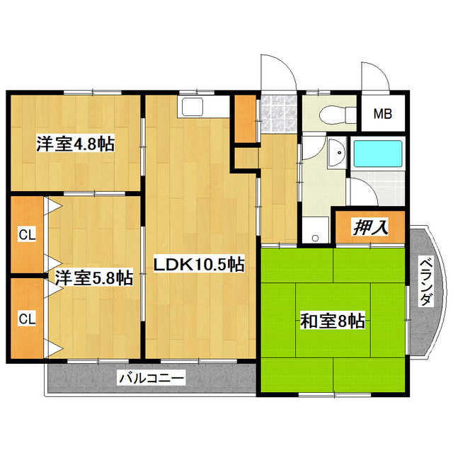 市川コーポ３の間取り|３LDK★角部屋★日当たり良好のお部屋です！