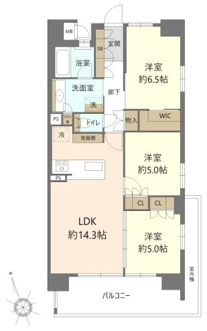 プラセシオン千種自由ヶ丘の間取り|70.16㎡の3LDK